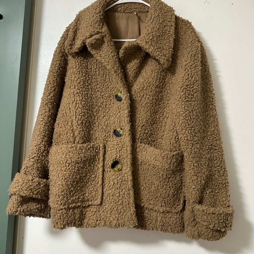 Free People Tan Teddy Jacket
